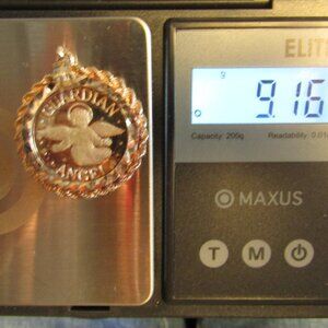 Marked .999 SILVER My Own Guardian Angel PENDANT Gold Tone 9 grams